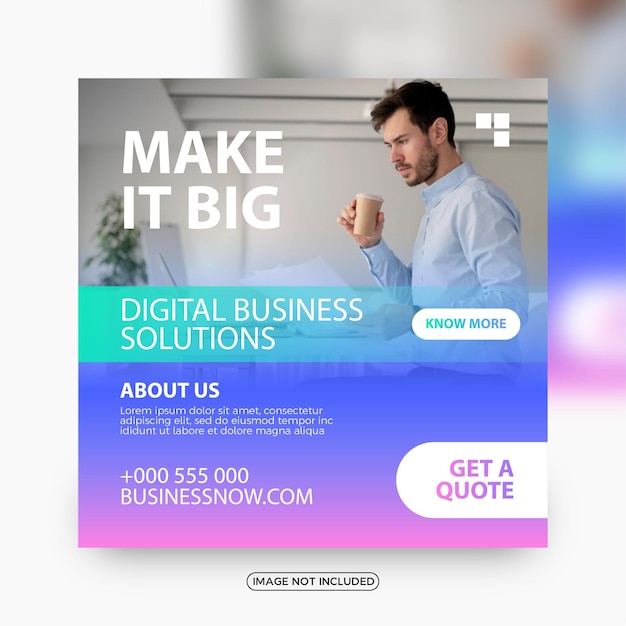 Modern business solutions company social media post template