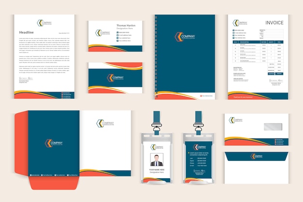 Modern business stationery elements set design