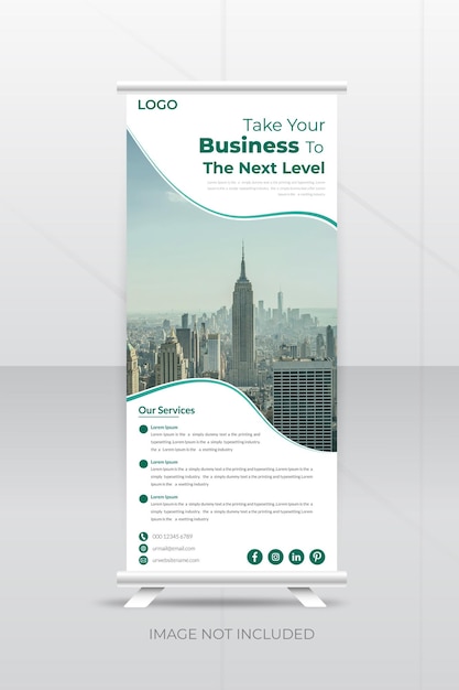 Modern business tentoonstelling roll-up bannerontwerp of corporate standee presentatiesjabloon