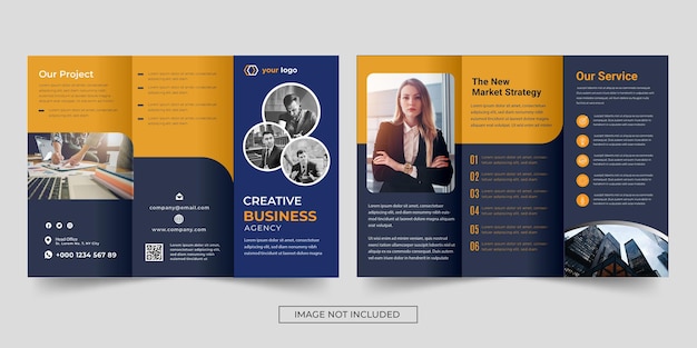 Modern business trifold brochure design template premium vector