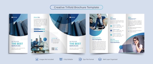 Vector modern business trifold brochure design template