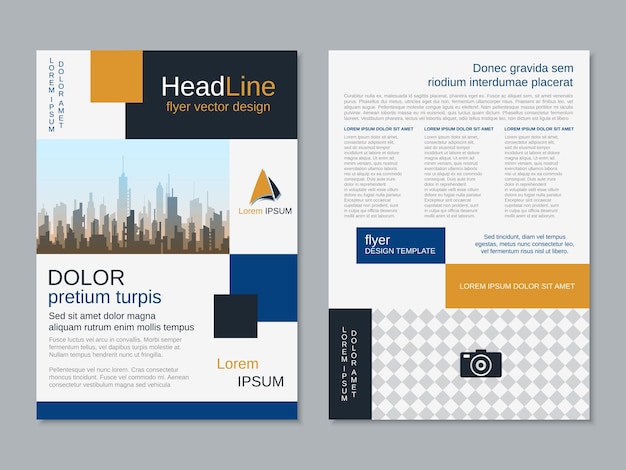 Modern business twosided flyer vector design template