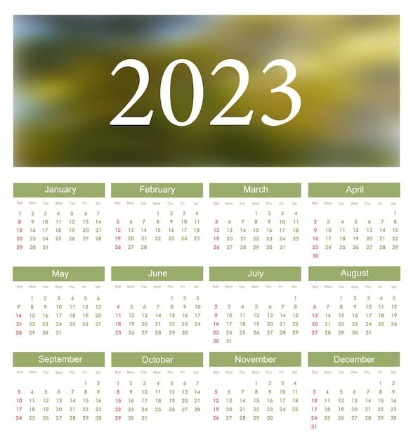 現代のカレンダー 2023 年。