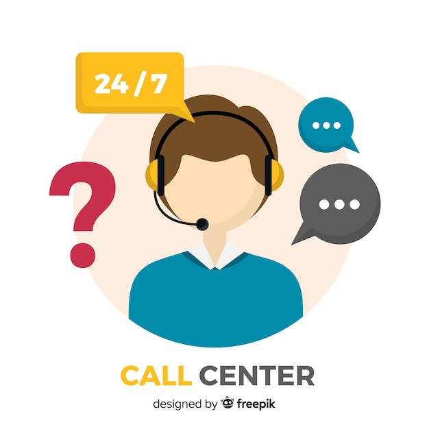Современная концепция call-центра в плоском дизайне