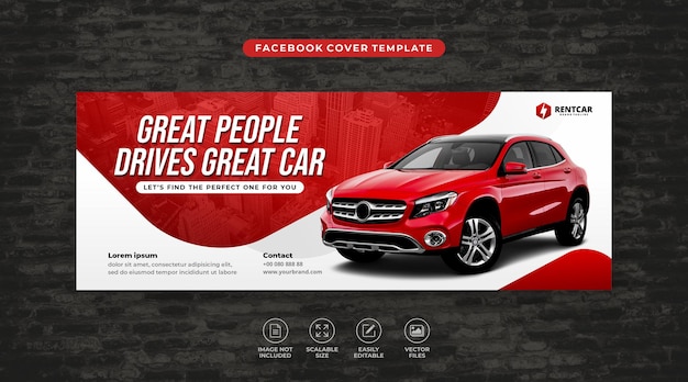 Vector modern car rent and sale social media facebook cover template vector