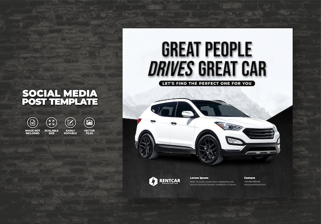 Vector modern car rental and sale for social media banner promotion post vector template