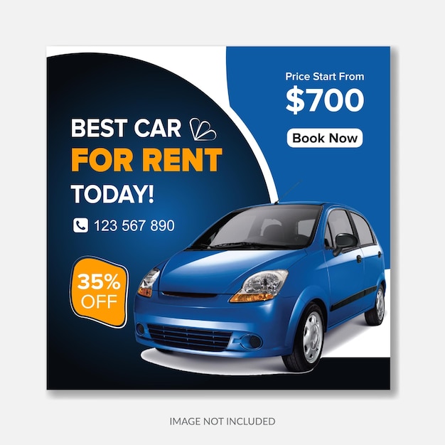 Vector modern car rental social media post design template car for sale instagram post