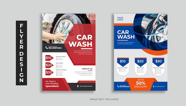 Vector modern car wash flyer-ontwerp, flyer, car cleaning service banner vectorlay-outontwerp voor carwash s