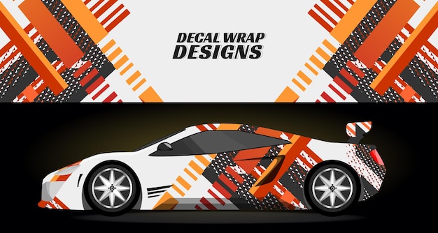 Vector modern car wrap racing car sticker template premium class