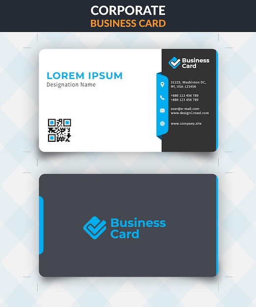 Modern card design and background blue template for business purpose use