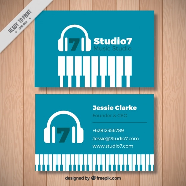 Vector modern card of music studio