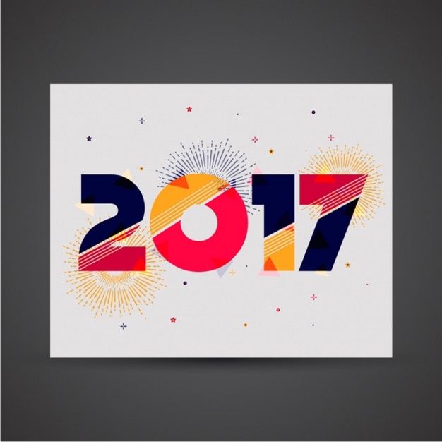 Vector modern card with fireworks for new year