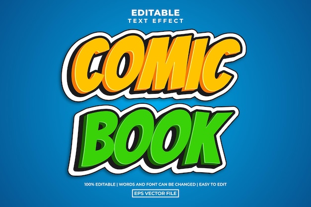 Modern cartoon comic book editable text effect vector