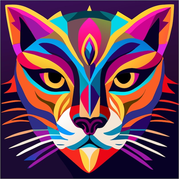 Modern cat in funky pop art