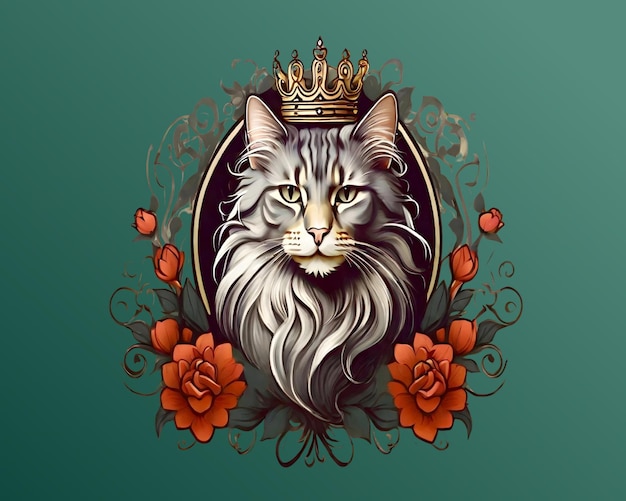 Modern of cats and flowers Ai generated art