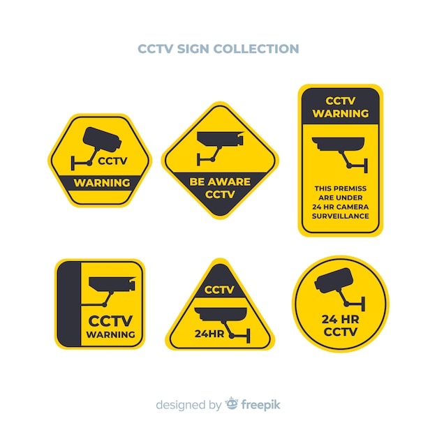 Vector modern cctv sign collection with flat design