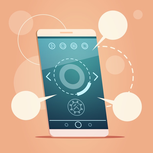 modern cell smart phone with chat bubble message sms communication