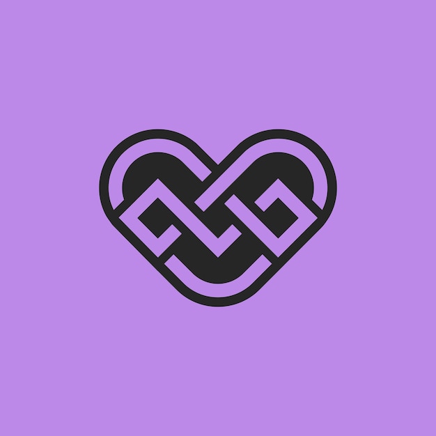 Modern celtic knot heart logo