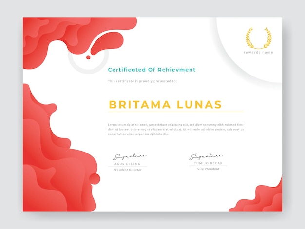 modern certificate of achievement and appreciation template with colorfull Trendy shapes