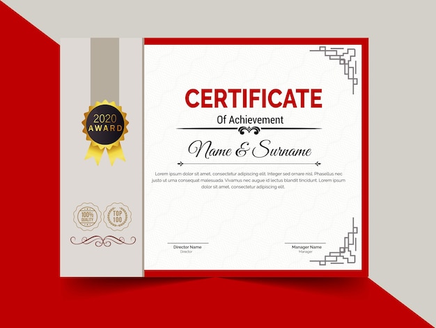 modern certificate of achievement template design luxury elegant blue and gold diploma certificate