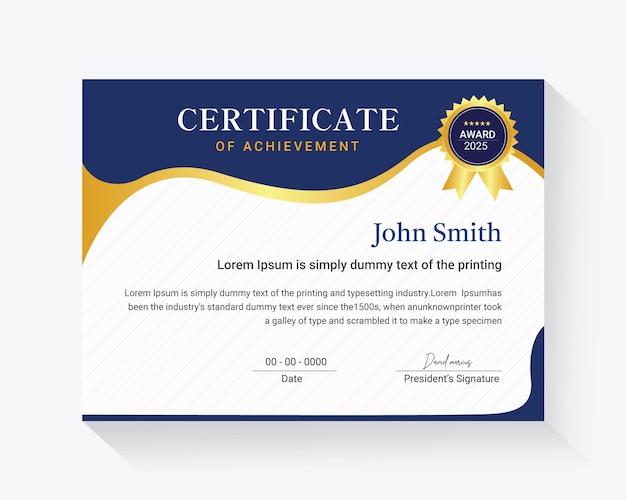 Modern certificate of achievement template design