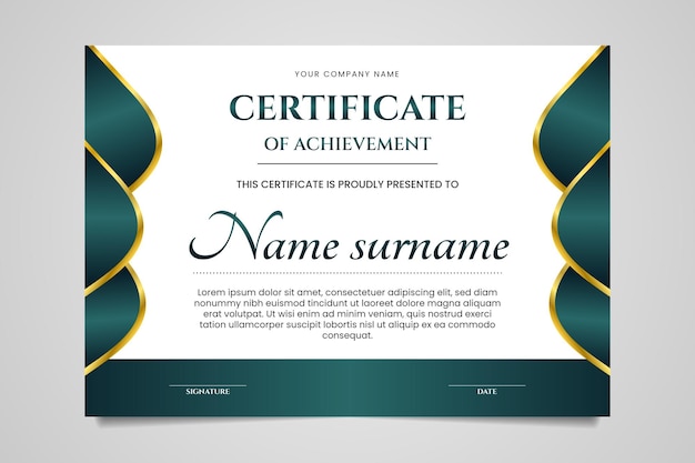 Modern certificate of achievement template design