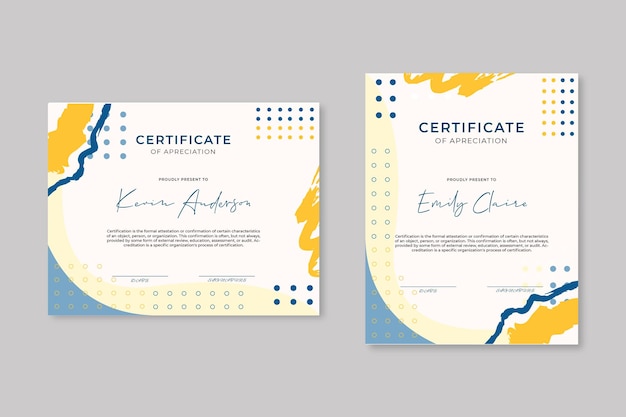 Modern certificate of achievement template with badge Premium Vector