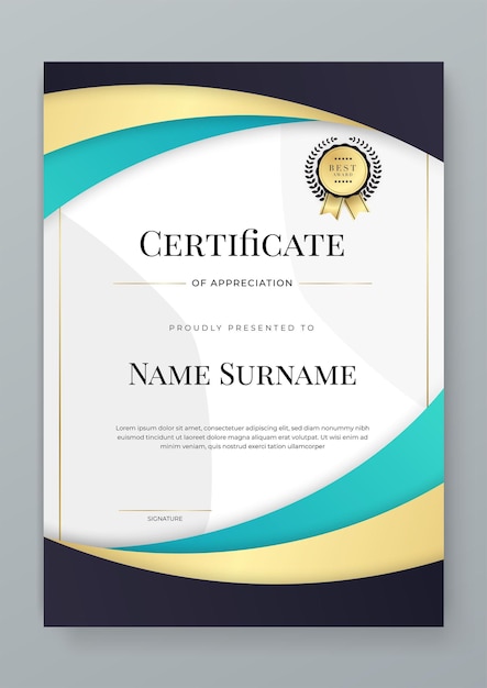 Vector modern certificate of achievement template with place for your content white black and gold design