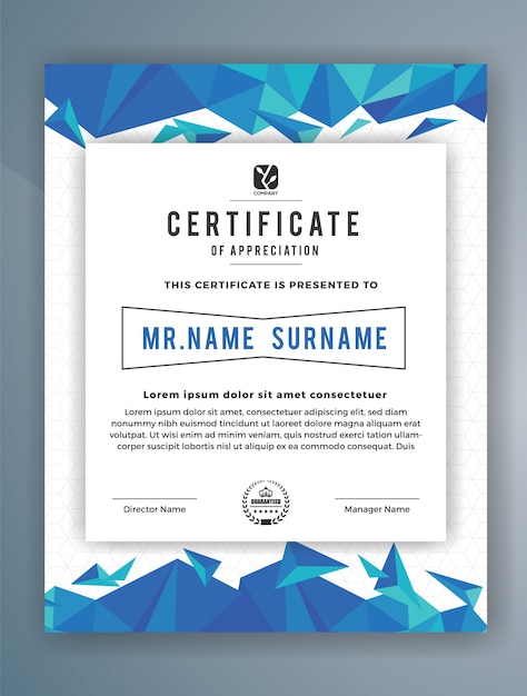 Vector modern certificate of achievement template