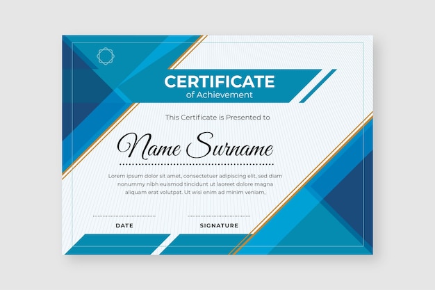 Modern certificate of achievement template