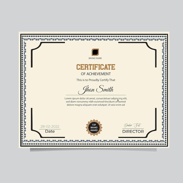 Modern certificate of achievement template