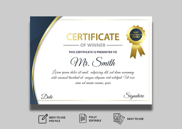 modern certificate of achievement vector template