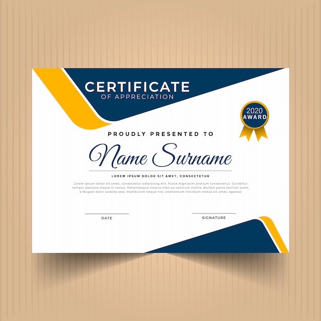 Modern certificate of appreciation award template