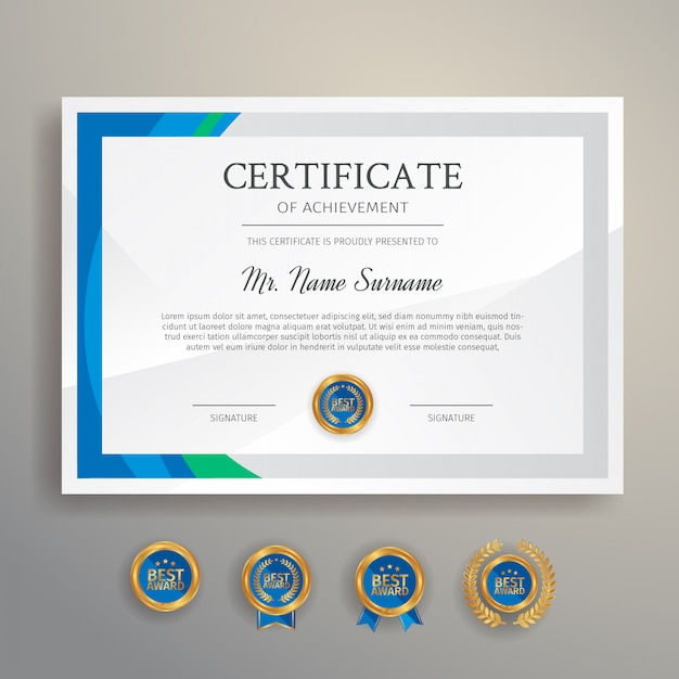 Vector modern certificate of completion for academic and business print document