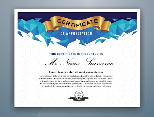 Modern certificate of achievement template