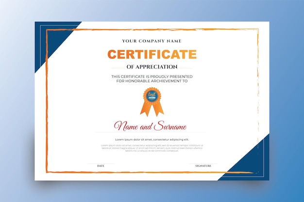 Modern certificate of achievement template