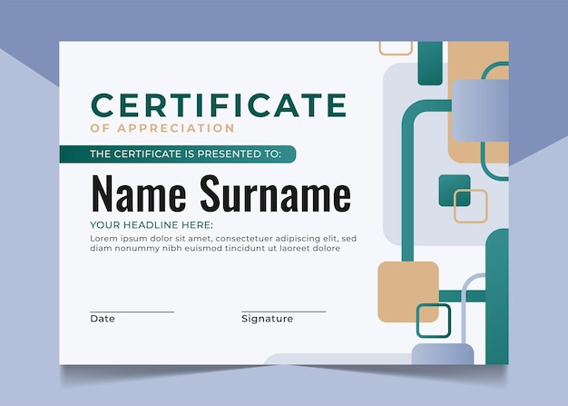 Modern certificate template design with geometric concep