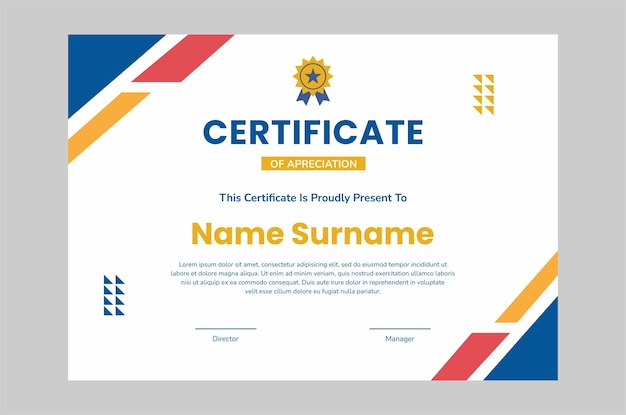 Modern certificate template flat design