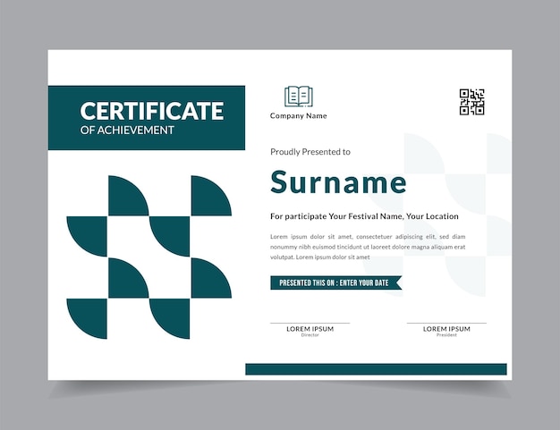 Modern Certificate Template Vector Design Layout for Print, Elegant Blank Certificate for Diploma