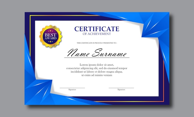 Modern certificate template vector design