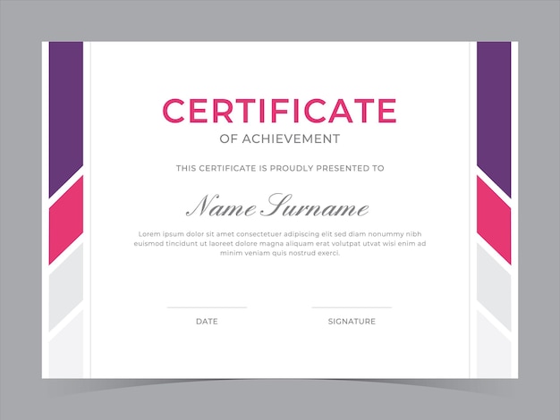 Modern Certificate Template Vector Design