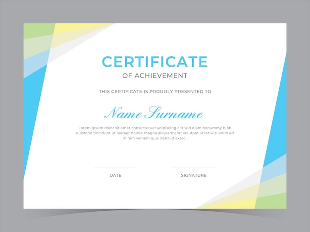 Modern Certificate Template Vector Design