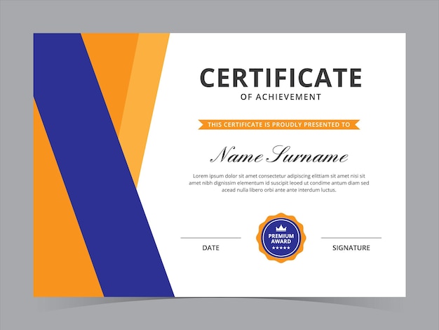 Modern Certificate Template Vector Design