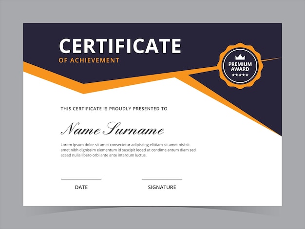 Modern Certificate Template Vector Design