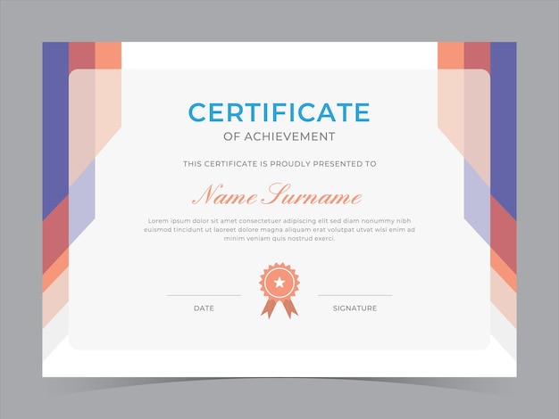 Modern Certificate Template Vector Design