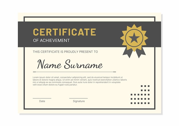 Modern certificate template with black gold flat design