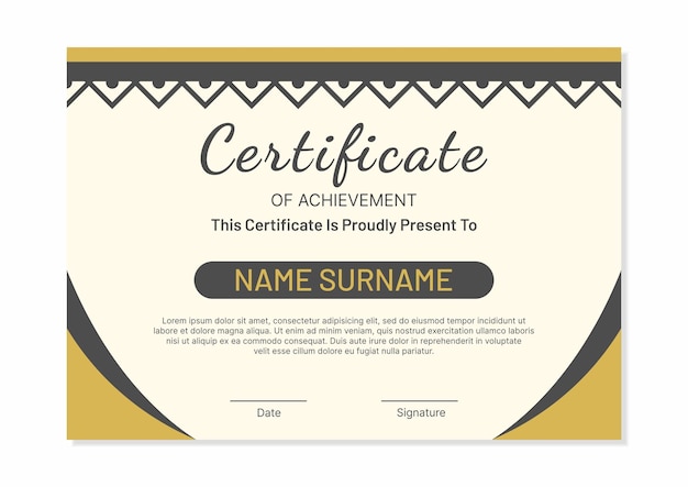 Vector modern certificate template with black gold flat design