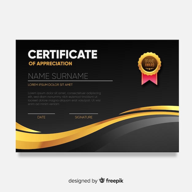 Modello di certificato moderno con design piatto