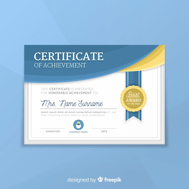 Modern certificate template with flat design