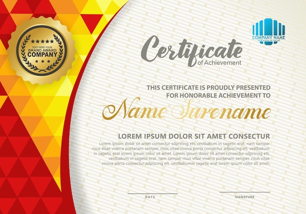 Modern certificate template with polygon texture pattern background